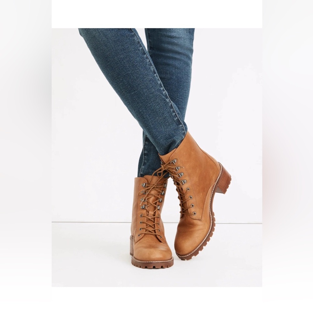 Madewell Brown Lace-Up Moto Boots